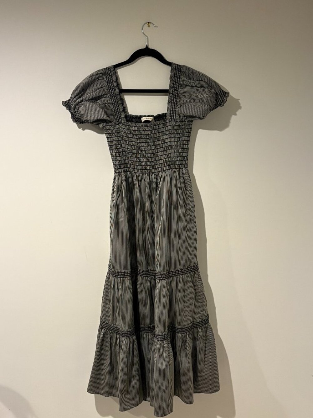 Tory Burch Black Spring Petite Stripe Smocked Midi Dress
